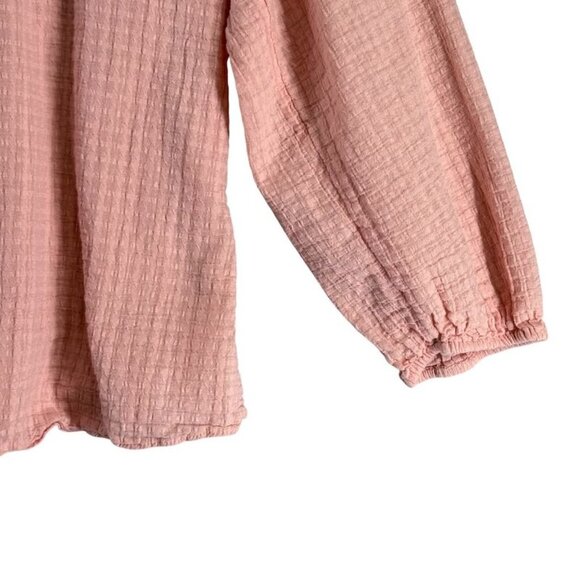 Lauren Conrad Womens Top XL Soft Peach Textured Long Sleeve Boho Peasant Style - Picture 4 of 10